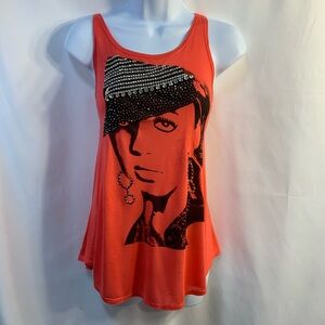 Y Apparel Women’s Pinkish/Orange Embellished Tank Top